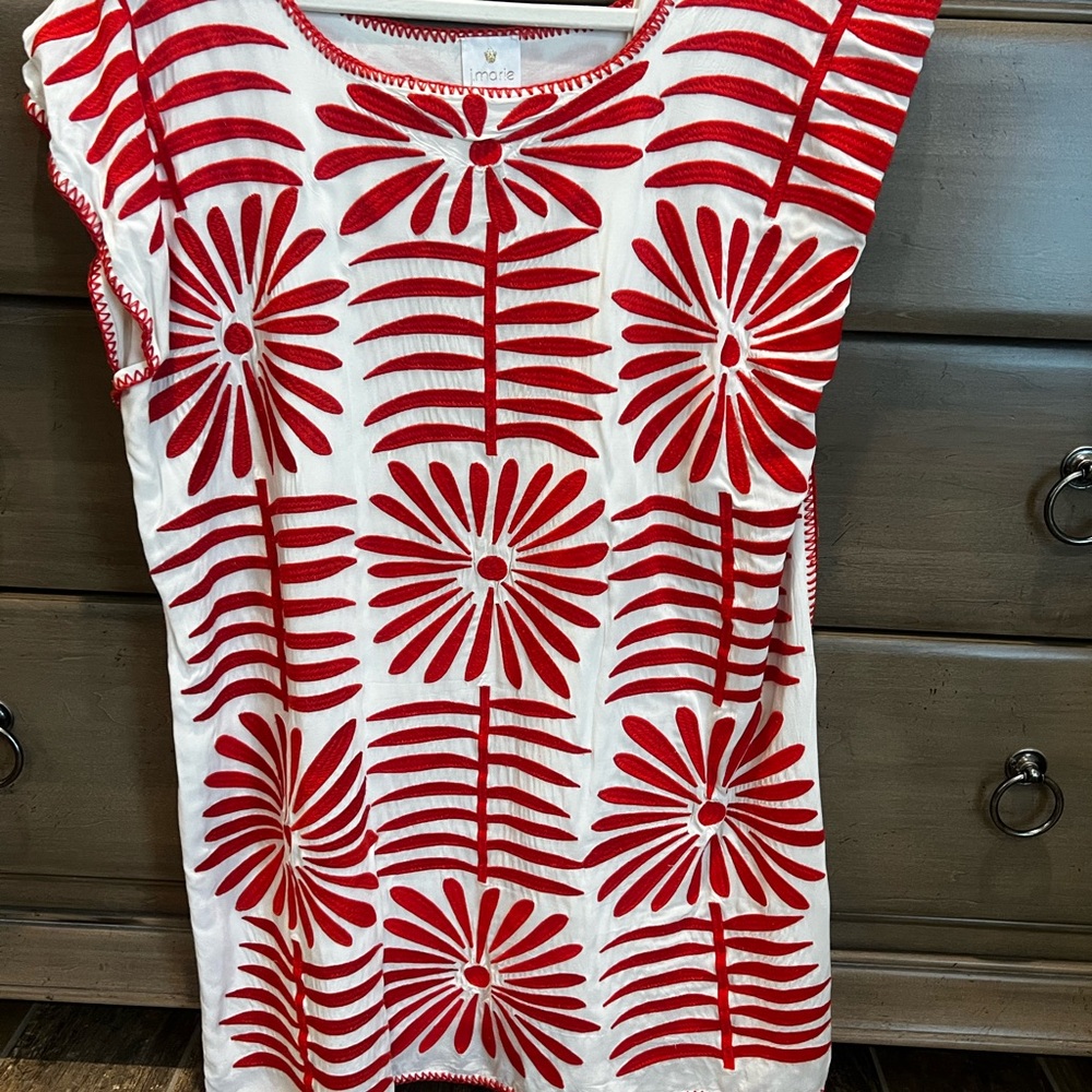 Red and White Floral Mini Dress